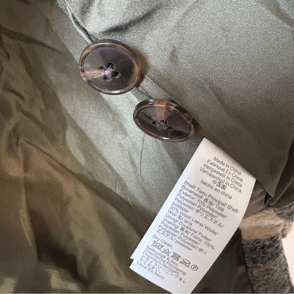 Madewell sz S Belrose Shirt-Jacket in Maran Plaid Wool Blend Shacket Coat Green - Picture 10 of 11